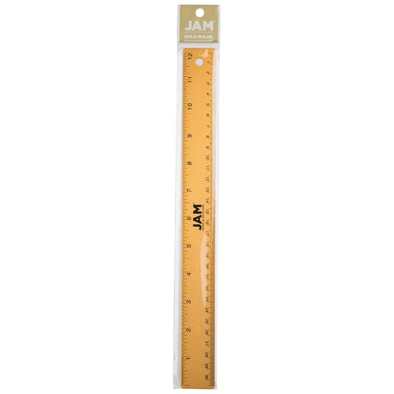 JAM PAPER Strong Aluminum Ruler - 12 Inch - Metal Ruler with Non-Skid Cork Backing - Gold Metallic - Sold Individually - Image 5